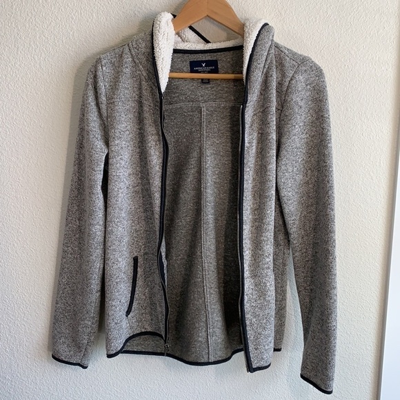 American Eagle Fleece Lined Full Zip Hoodie Small - Picture 4 of 8
